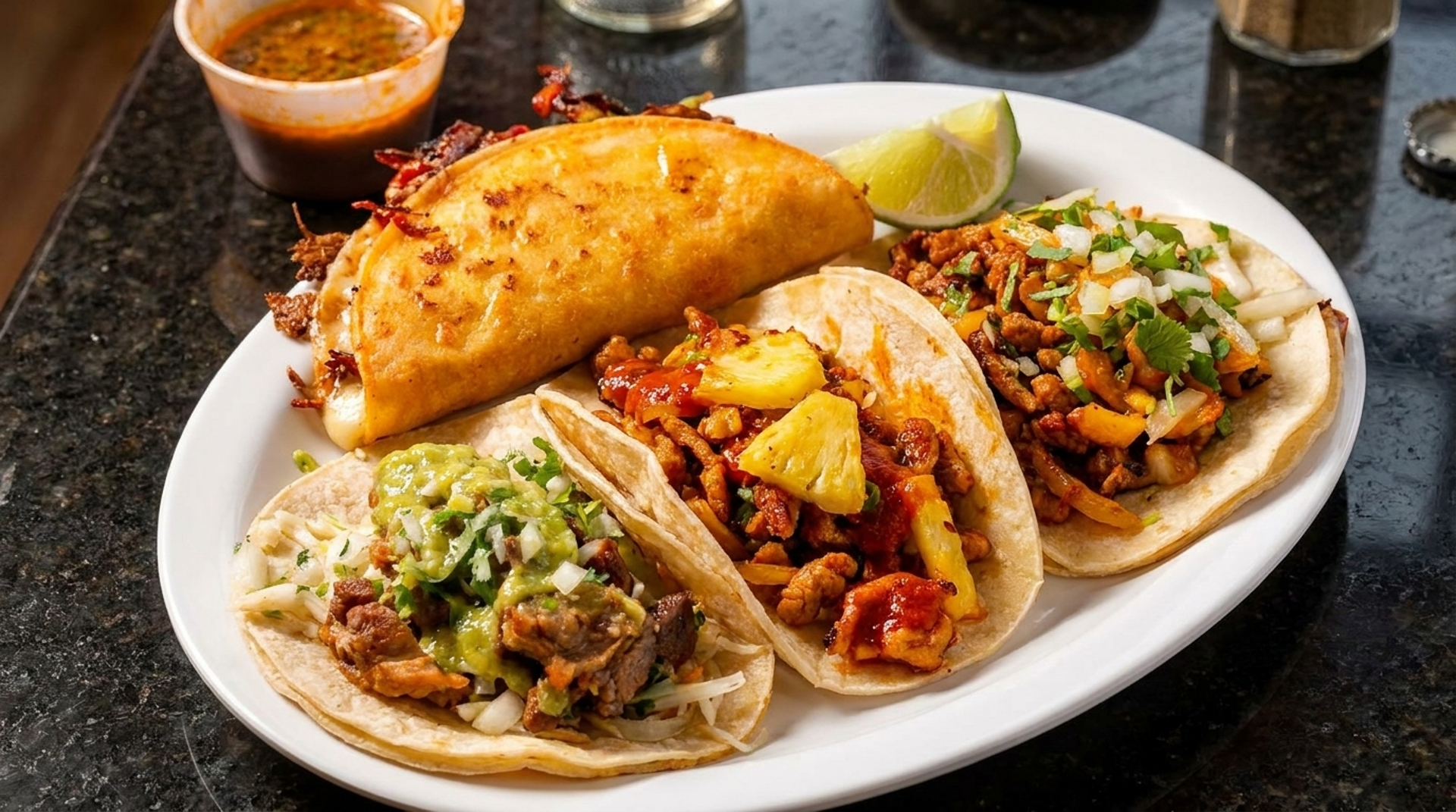 Al pastor, pork belly, pineapple, habanero
